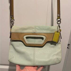 Coach Light Green and Tan Crossbody Bag